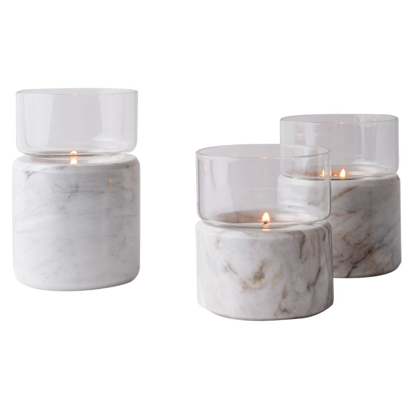 Santuario Candle Holder Set - White Marble image