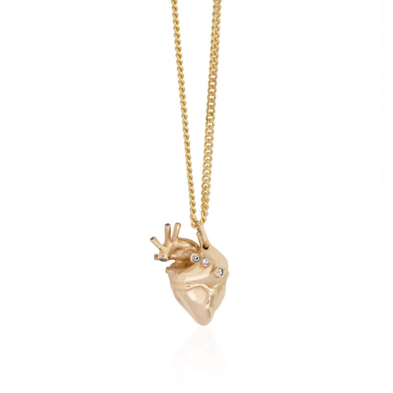 Small Heart Pendant Gold With Diamonds image