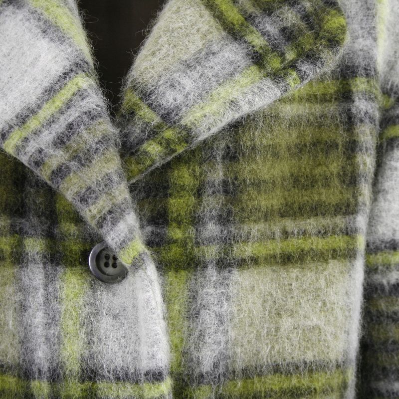 Avery Fluffy Green Check Midi Coat image