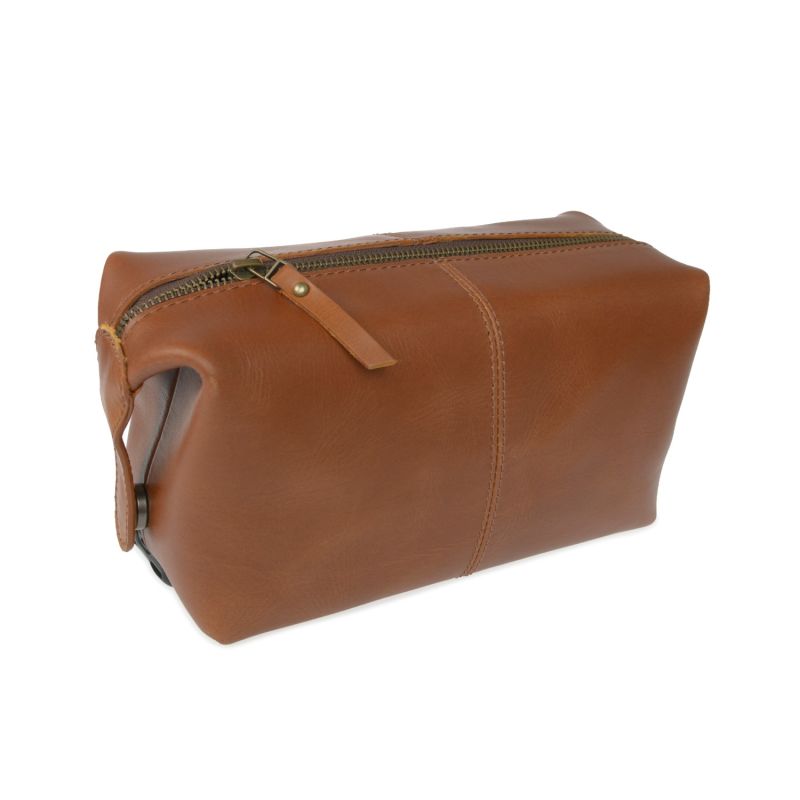 Classic Tan Leather Wash Bag image