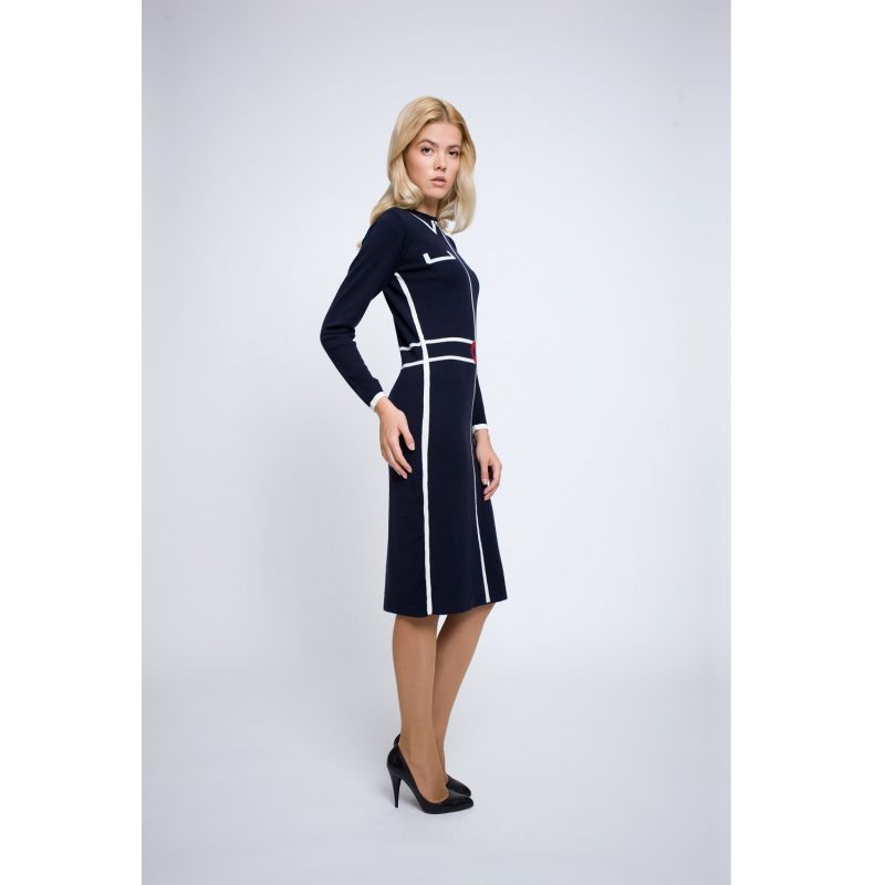 Claire Midnight Blue Jacquard Dress image