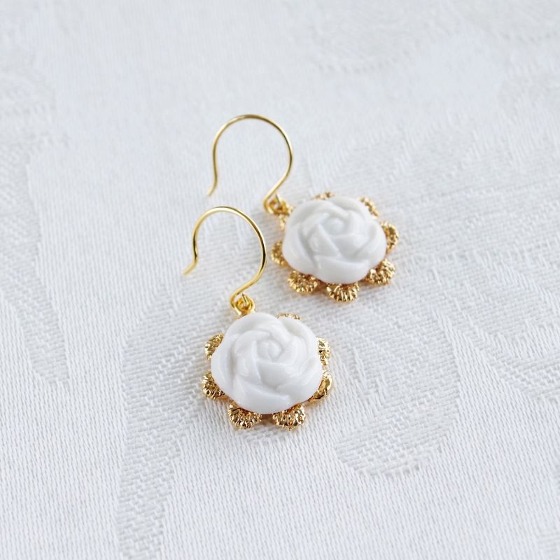 Everyday Porcelain Camellia Flower Charm Earrings image