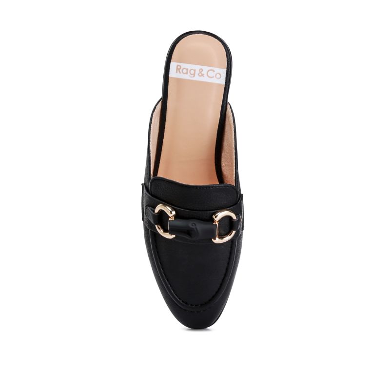 Abner Horsebit Embellished Slip On Mules In Black image