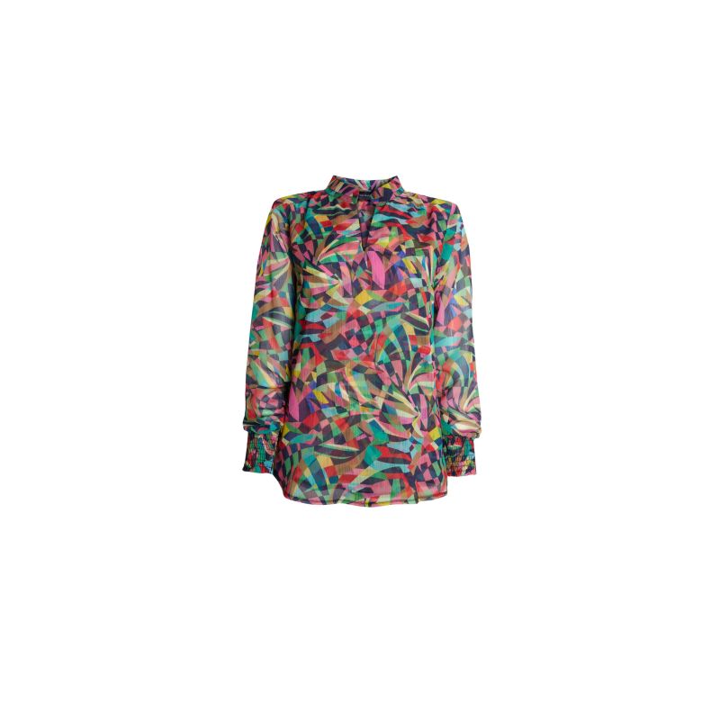 Abstract Mandarin Collar Blouse | James Lakeland | Wolf & Badger