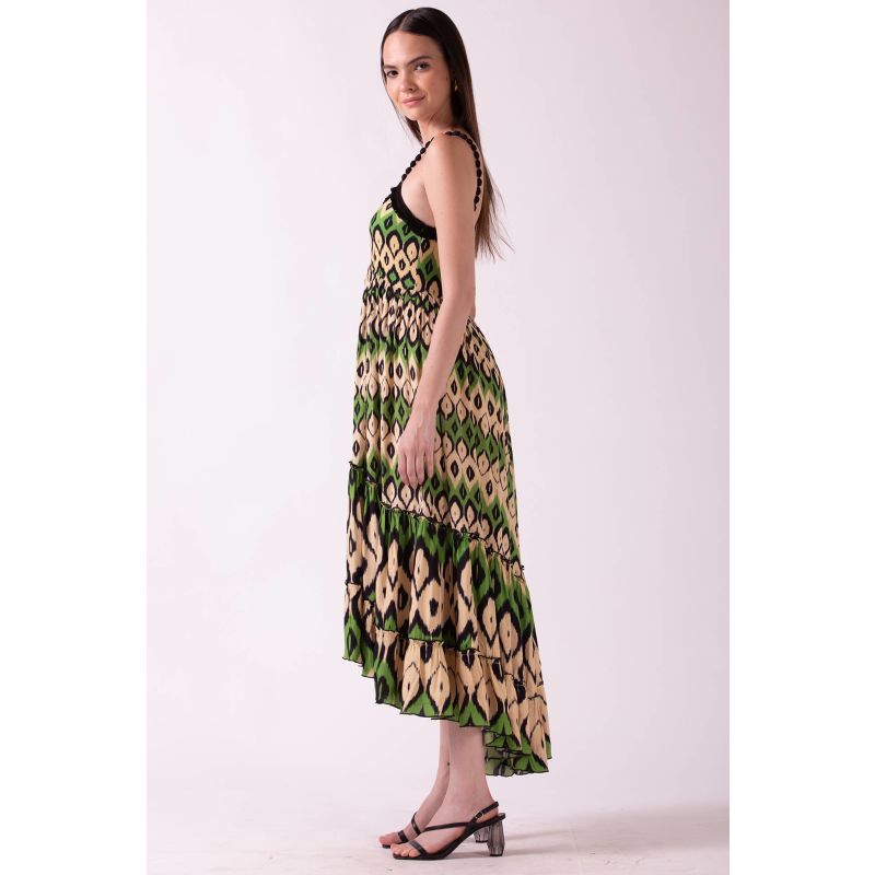 Acacia - Tiered Maxi Dress With Beaded Straps And Fringe Lace image