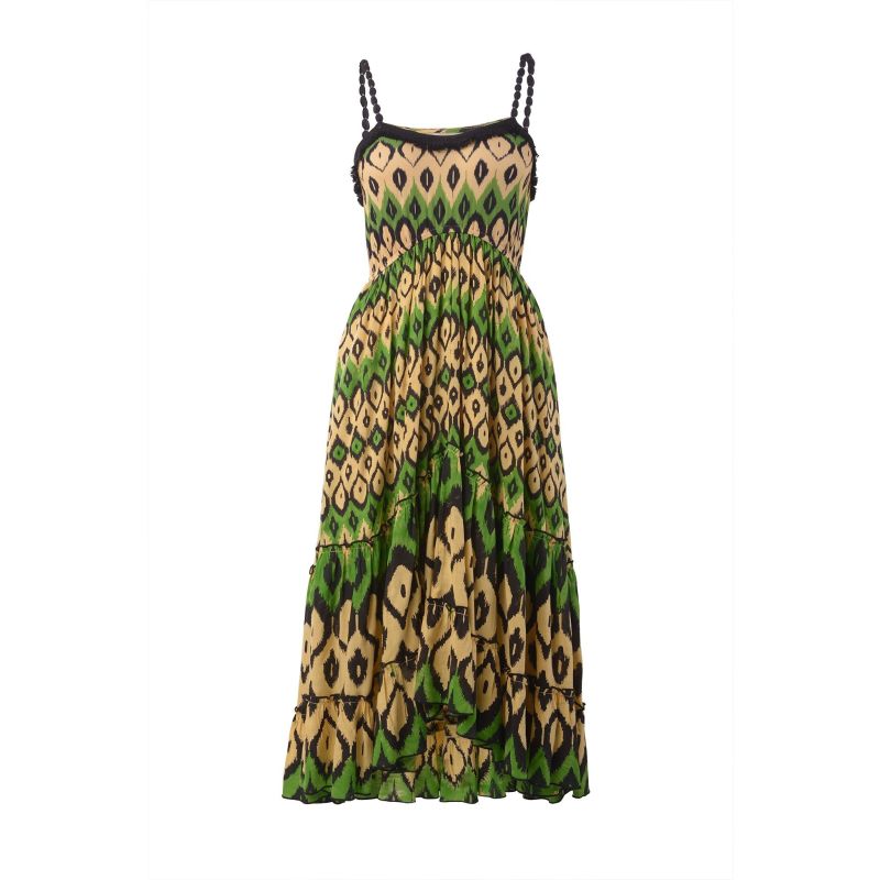 Acacia - Tiered Maxi Dress With Beaded Straps And Fringe Lace image