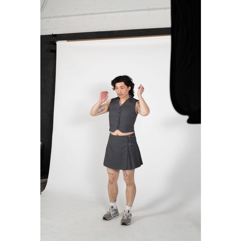 Acme Grey Pleated Mini Skirt image