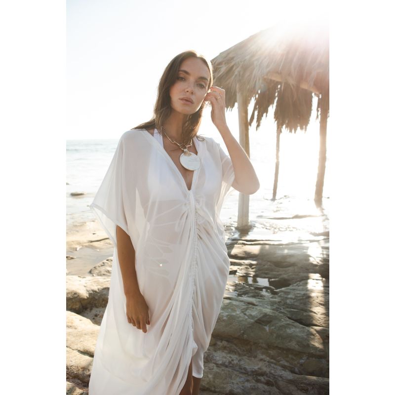 Actius Caftan Kaftan Dress In Ivory image