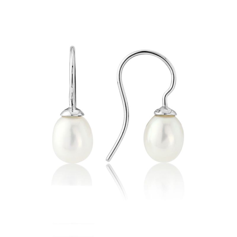 Gloucester White Freshwater Pearl & Silver Drop Earrings image