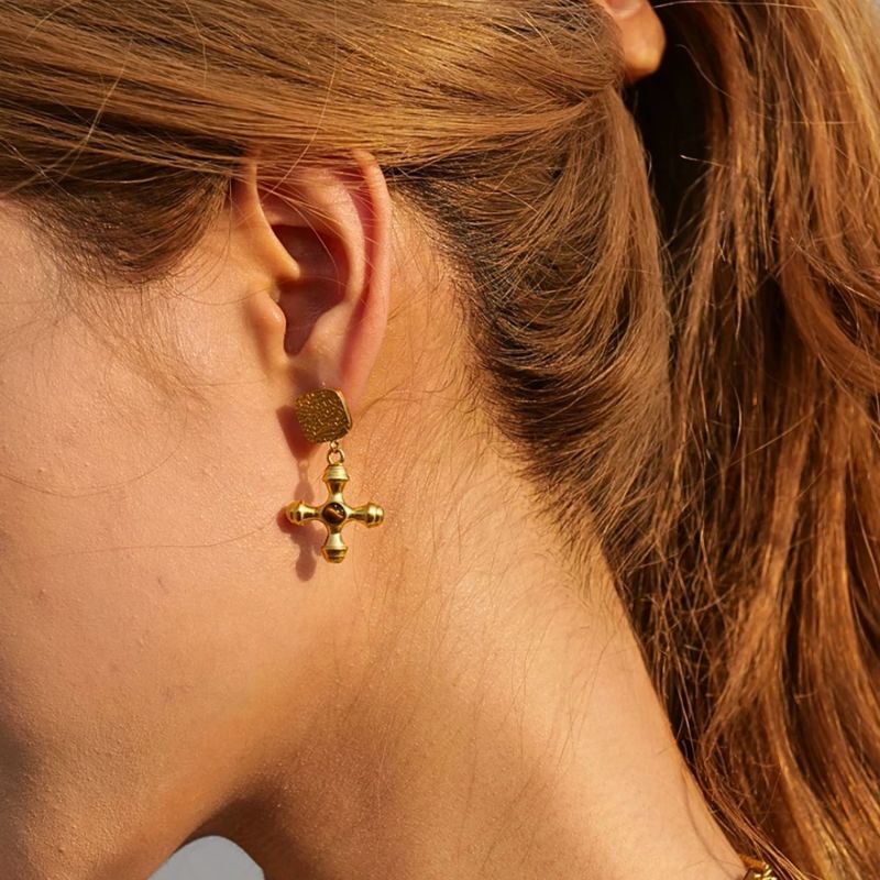 Cross charm earrings cheap