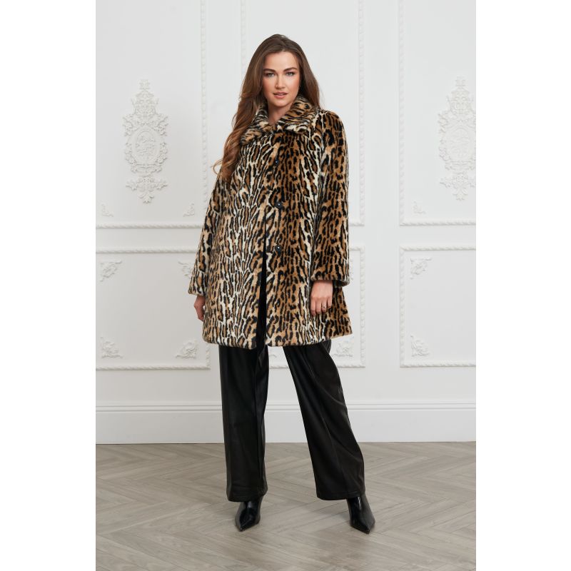 Adele Leopard Faux Fur Coat image