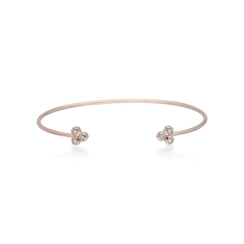 Diamond Trilogy Geometric Open Bangle In Rose Gold image