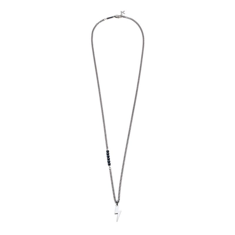 Duality Lightning Necklace - Silver & Black Pearl 760Mm image