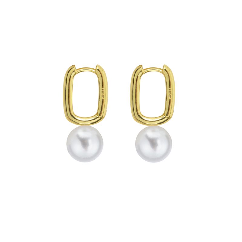 Aetis Pearl Hoop Earrings-Gold image