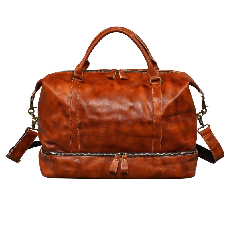 Leather Weekend Bag With Suit Compartment Tangerine Touri Wolf