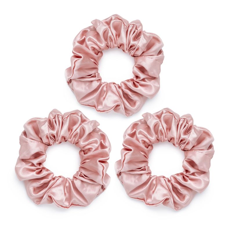 Pack Of 3 Silk Scrunchies - Pink image