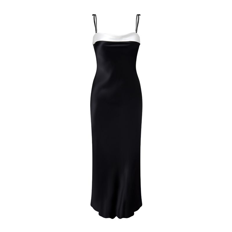 After-Party Silk Slip Midi Dress - Black image
