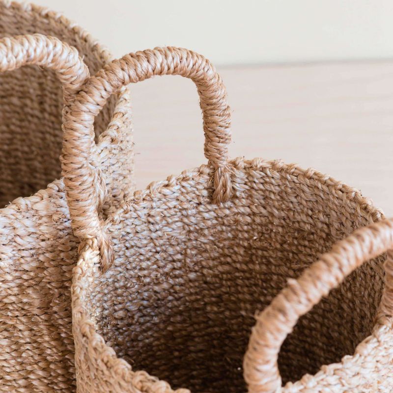 Natural Tabletop Mini Basket With Handle Set Of 2 - Neutrals image