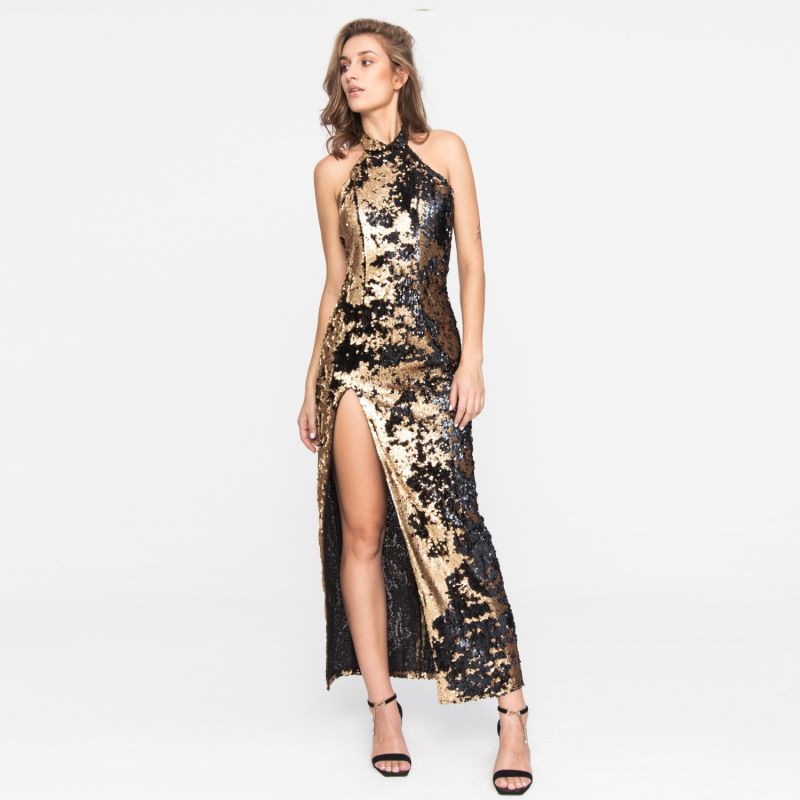 Golden Sequin Evening Dress Gala image