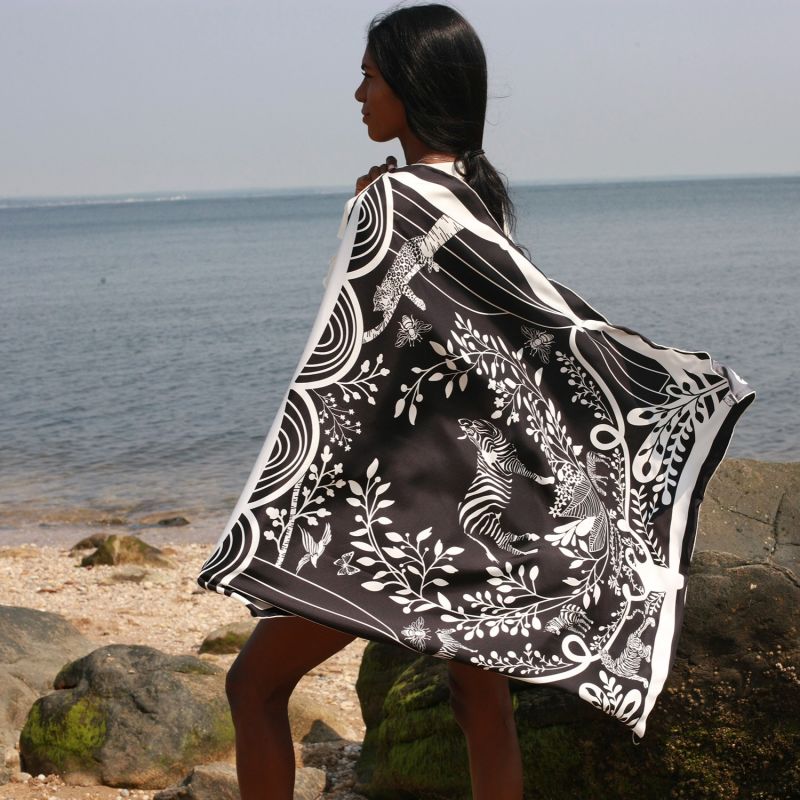 Silk Scarf Of The Performance In Black & White image