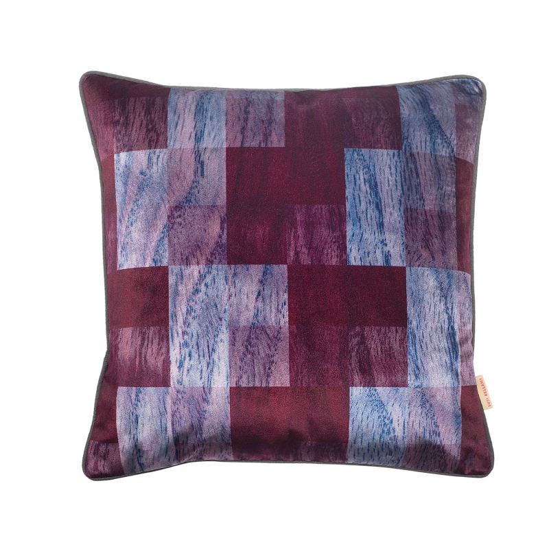 Plum Violet Parquet Velvet Cushion image