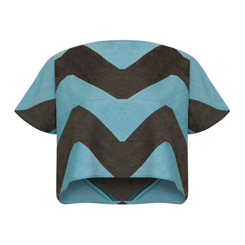 Organic Cotton Namaka Top Grey & Aqua image