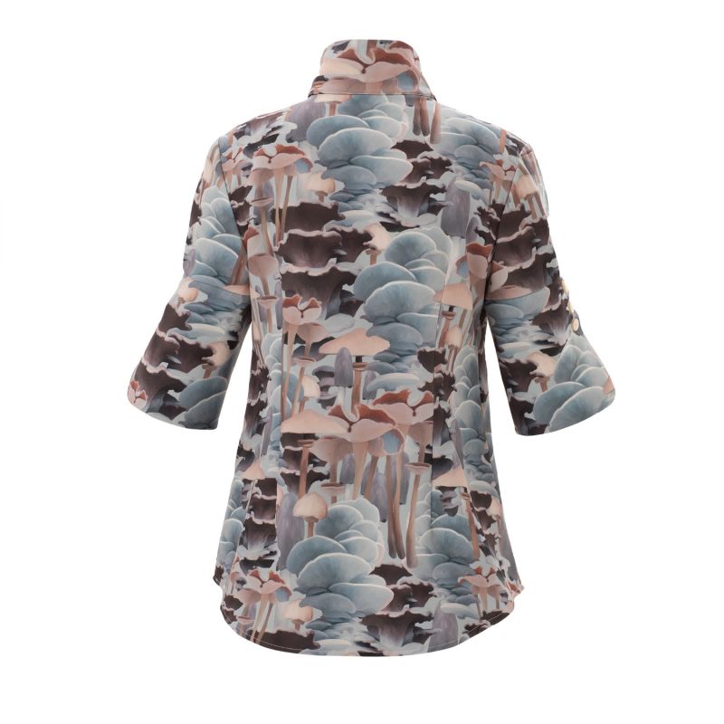 Grey Mushroom Print Short Sleeve Shirt image