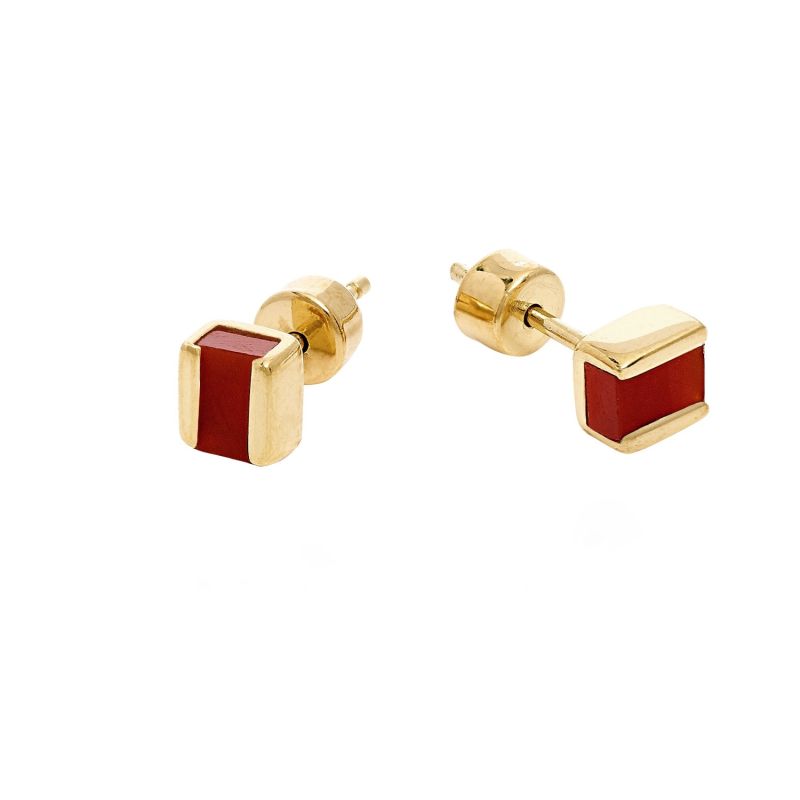 Gold Red Onyx Cubo Studs image