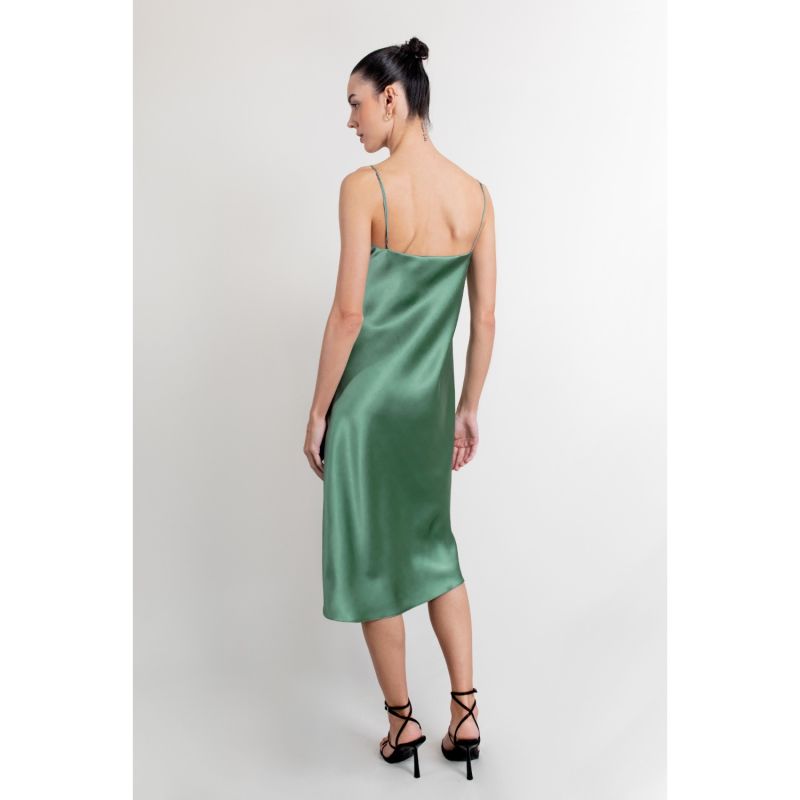 Isla Silk Satin Midi Slip Dress Sage Green Jacoba Jane Wolf & Badger