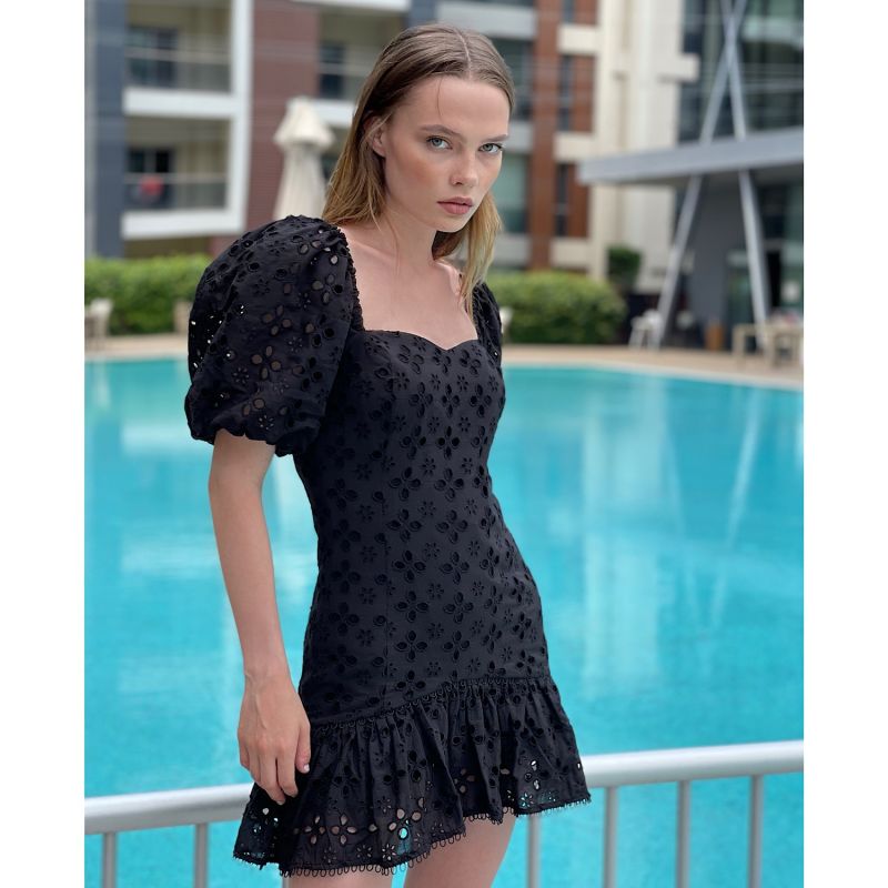 Roselenda Black Frilled Mini Dress image