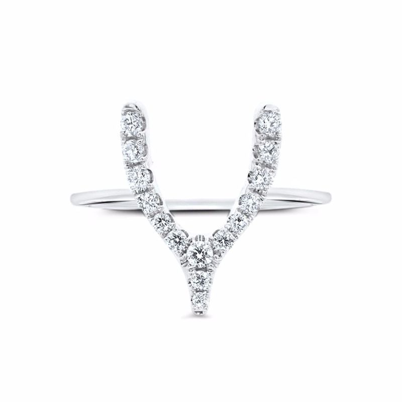 Wishbone Diamond Ring 18K White Gold image