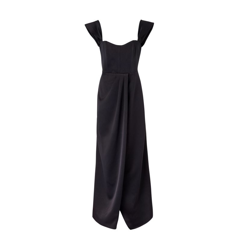 Aleda Black Satin Maxi Dress image