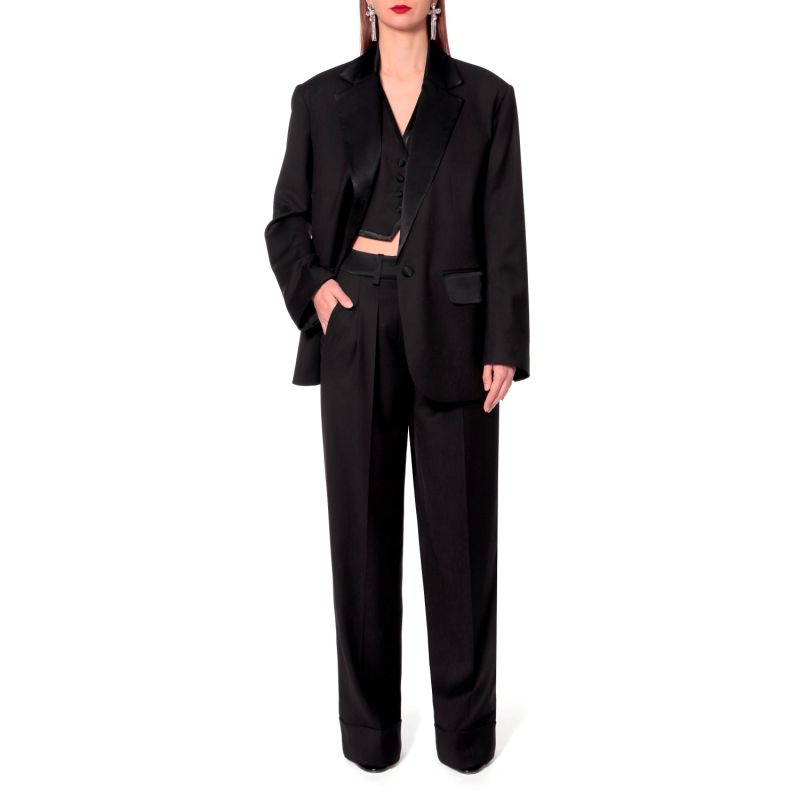 Frankie Fashion Black Wide Trousers - Long image