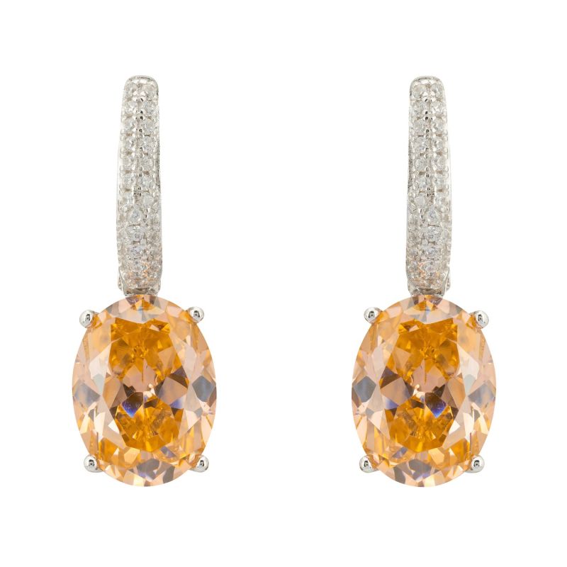 Alexandra Oval Drop Earrings Silver Peach Quartz image