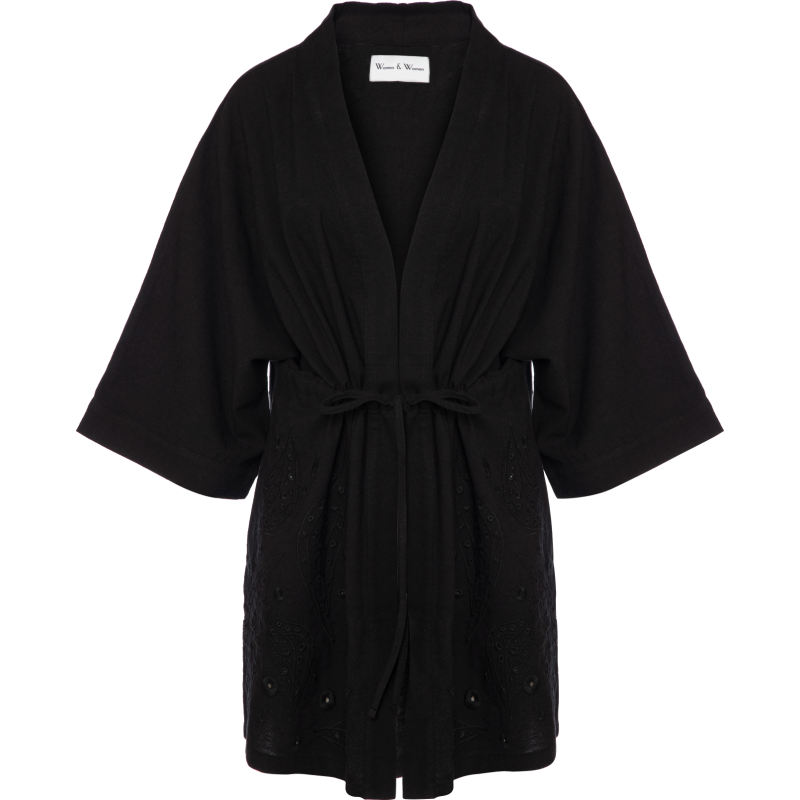 Alexandria Black Short Kimono image