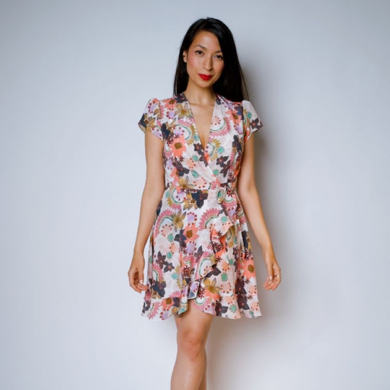 Alice In Bloom Silk Wrap Dress Mini image