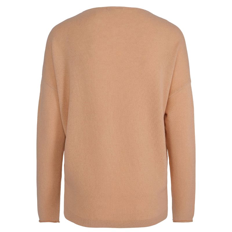 Ally Cashmere Boatneck Pullover - Caramel Beige image