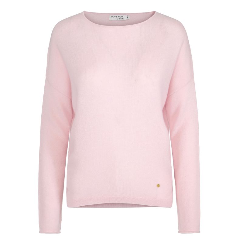 Ally Cashmere Boatneck Pullover - Powder Pink image