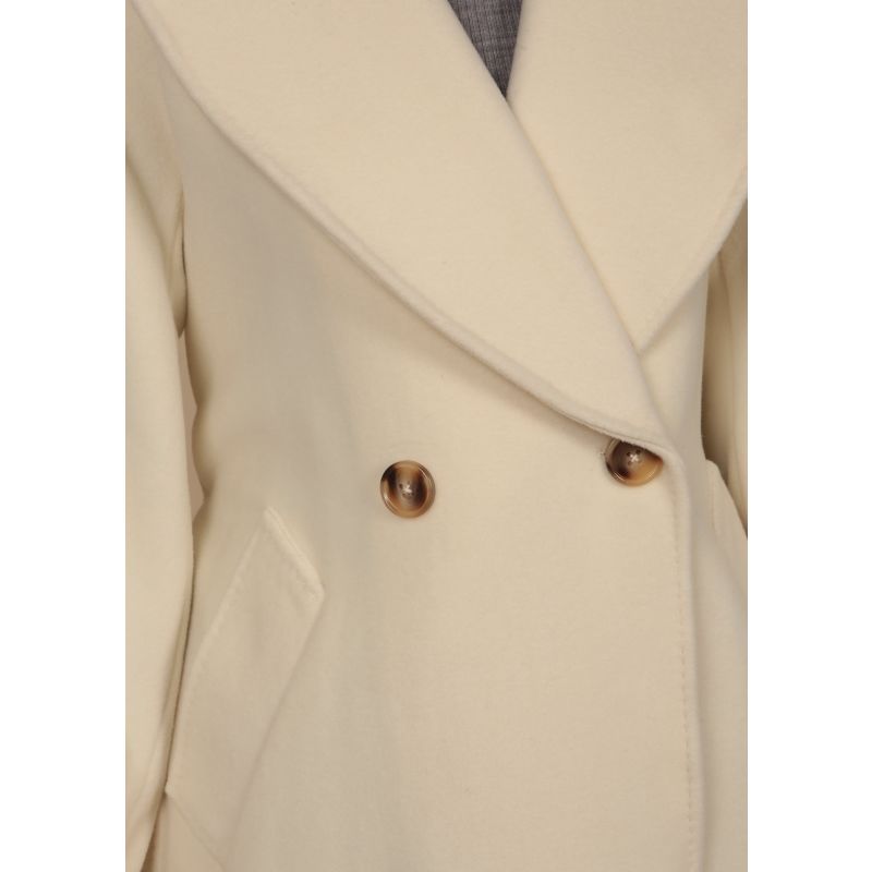 'Hepburn' 100% Italian Virgin Wool & Cashmere Coat In Bianco image