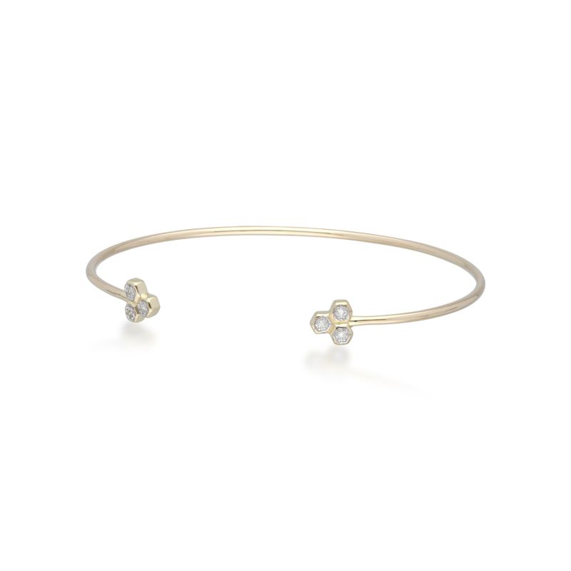 Diamond Trilogy Geometric Bangle In Yellow Gold image