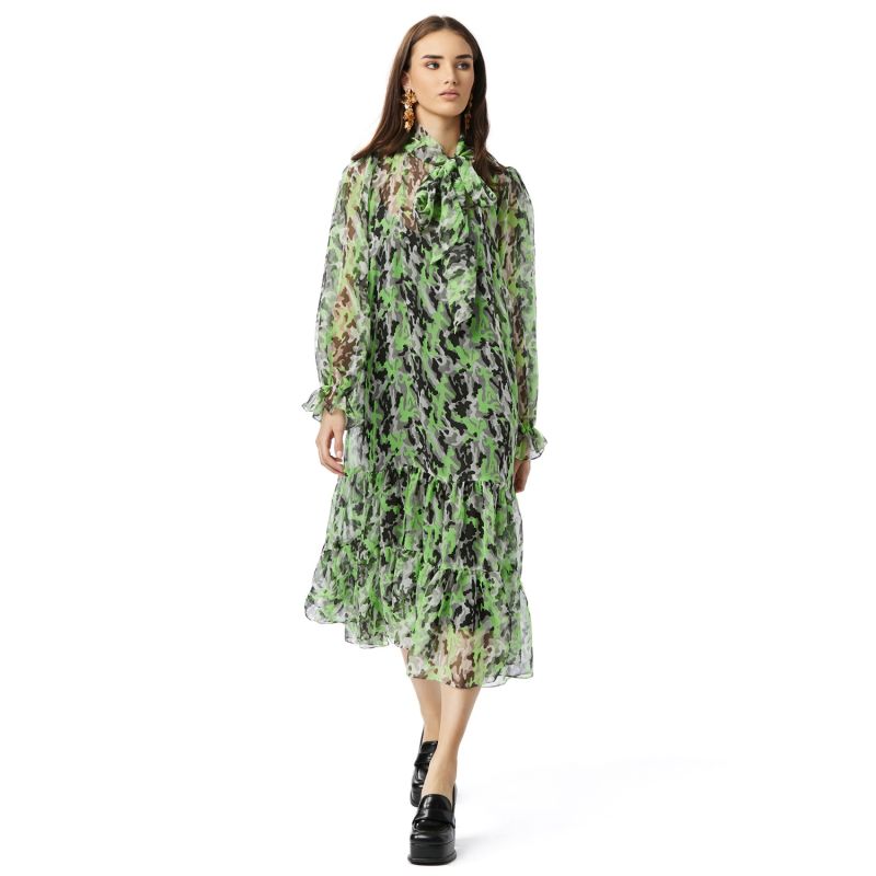 Alva Midi Green Silk Dress image