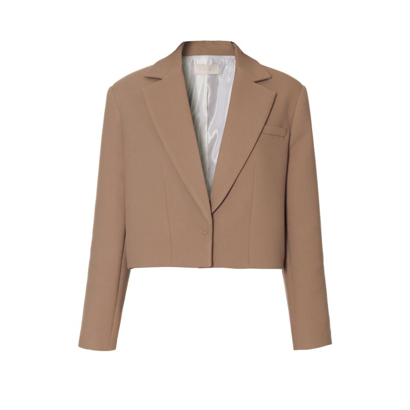 Amanda Classic Beige Short Single Breasted Blazer image