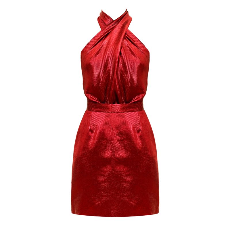 Amani Red Silk Mini Cocktail Dress image