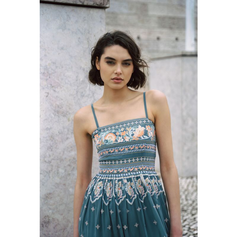 Amara Embroidered Blue Summer Dress image