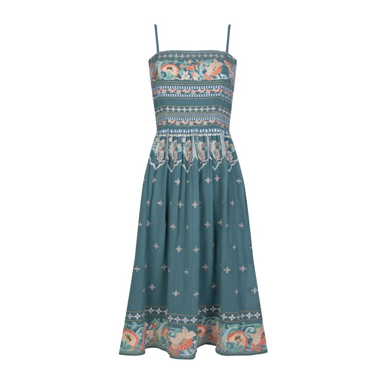 Amara Embroidered Blue Summer Dress image