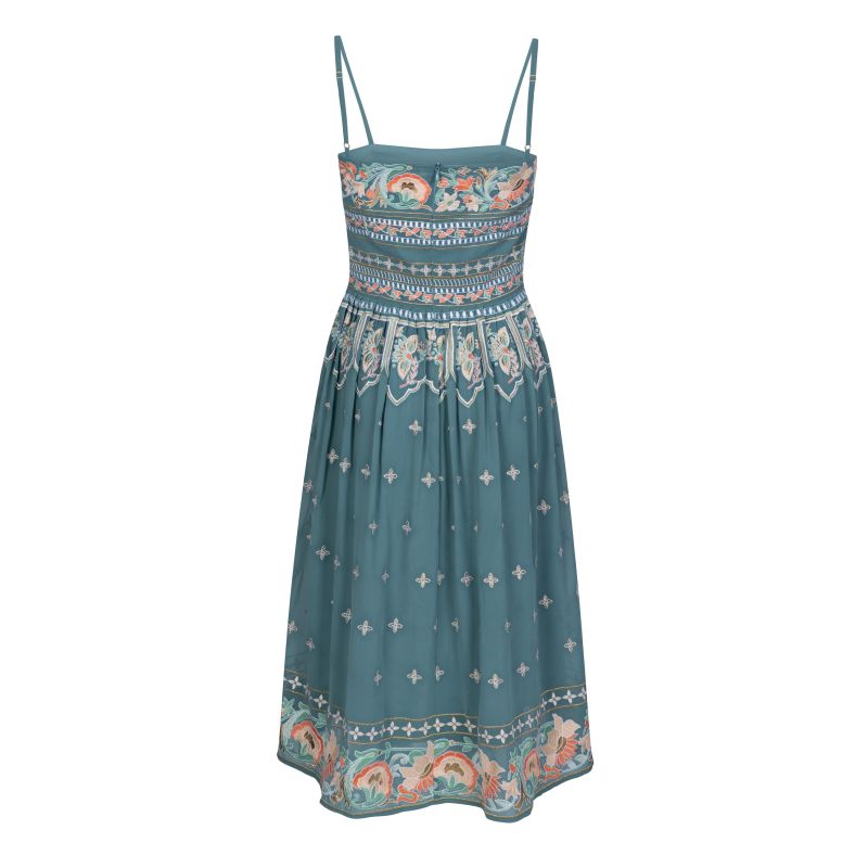 Amara Embroidered Blue Summer Dress image
