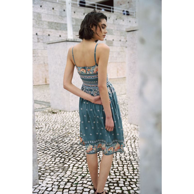 Amara Embroidered Blue Summer Dress image