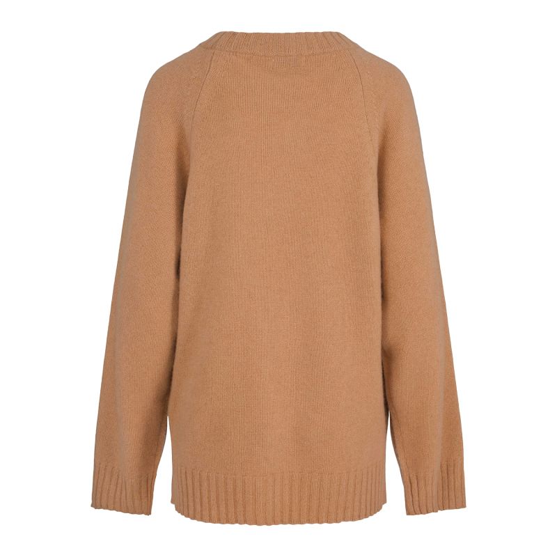 Amber Chunky Pure Cashmere Pullover In Camel Beige image