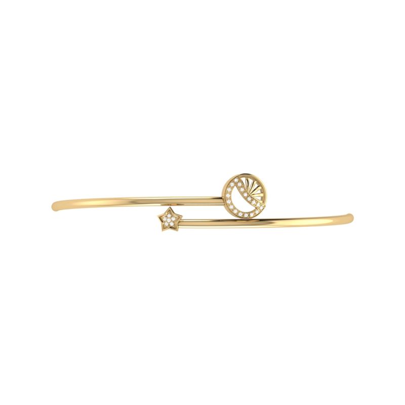 Half Moon Star Bangle In 14 Kt Yellow Gold Vermeil On Sterling Silver image