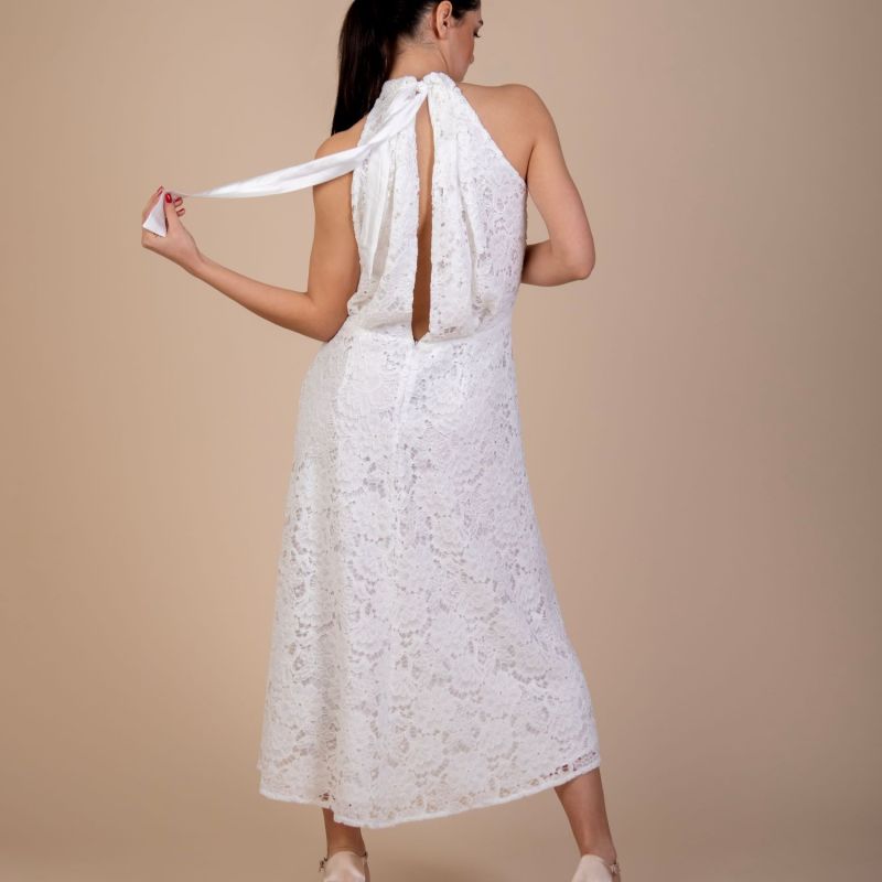 Amelia Embroidered Cotton Viscose Lace Maxi Dress In Pearl White image